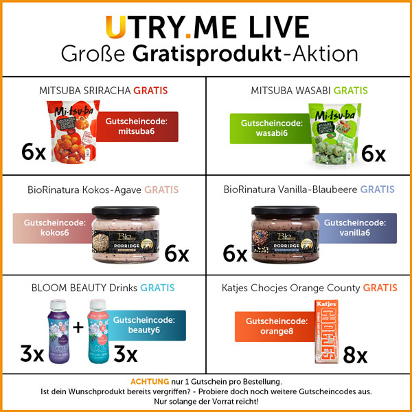 UTRY.ME Live - Wähle deine Gratisprodukte